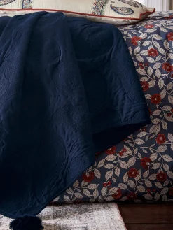 Tapestry Blue 100% Cotton Throw