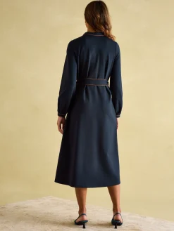 Thea Navy Ponte Long Sleeve Dress