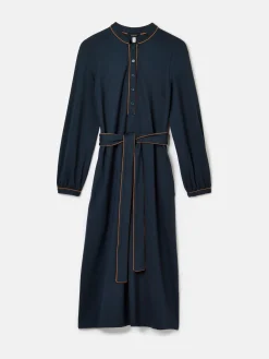 Thea Navy Ponte Long Sleeve Dress