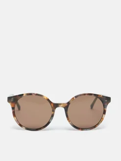 Tortoiseshell Print Round Rimmed Sunglasses