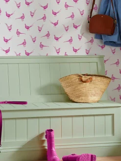 Truly Pink Flirty Pheasants 10M Wallpaper