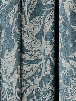 Twilight Ditsy Set of 2 Duck Egg Blackout Pencil Pleat Curtains