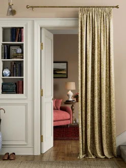 Twilight Ditsy Set of 2 Gold Blackout Pencil Pleat Curtains