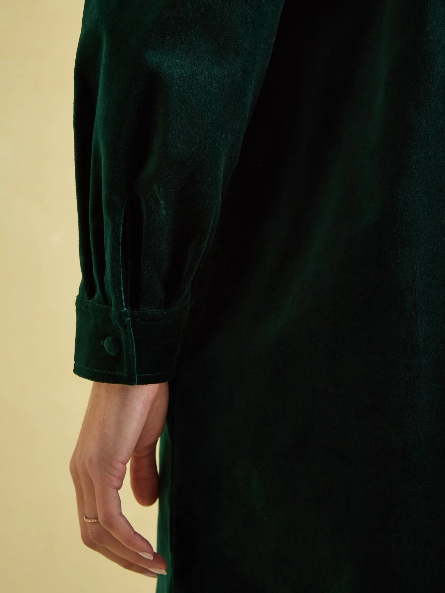 Velvet Marlowe Green Nehru Collar Shirt Dress