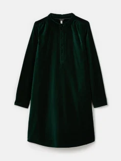 Velvet Marlowe Green Nehru Collar Shirt Dress