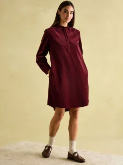 Velvet Marlowe Red Nehru Collar Shirt Dress