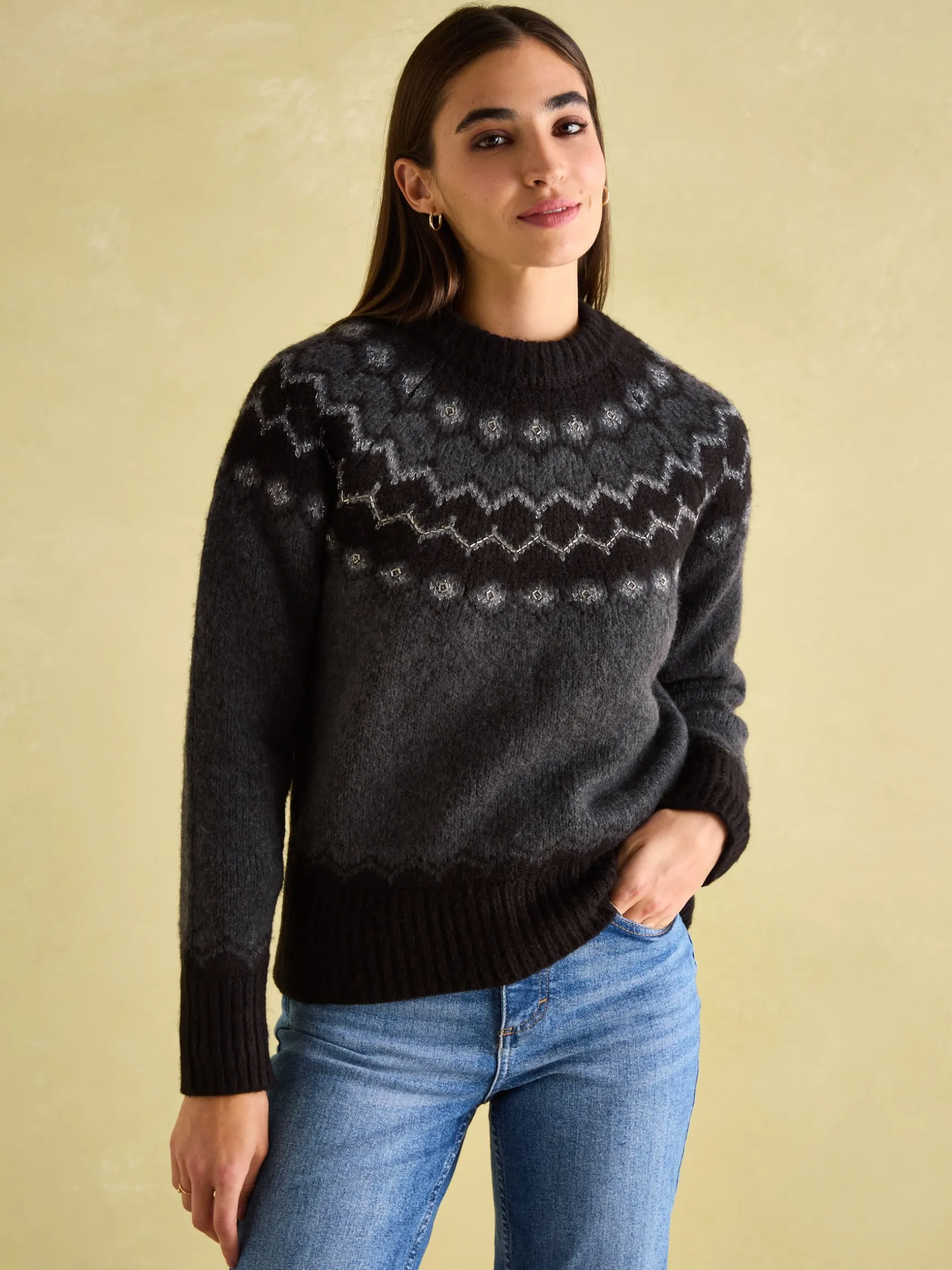 Victoria Charcoal Grey Fair Isle Jumper