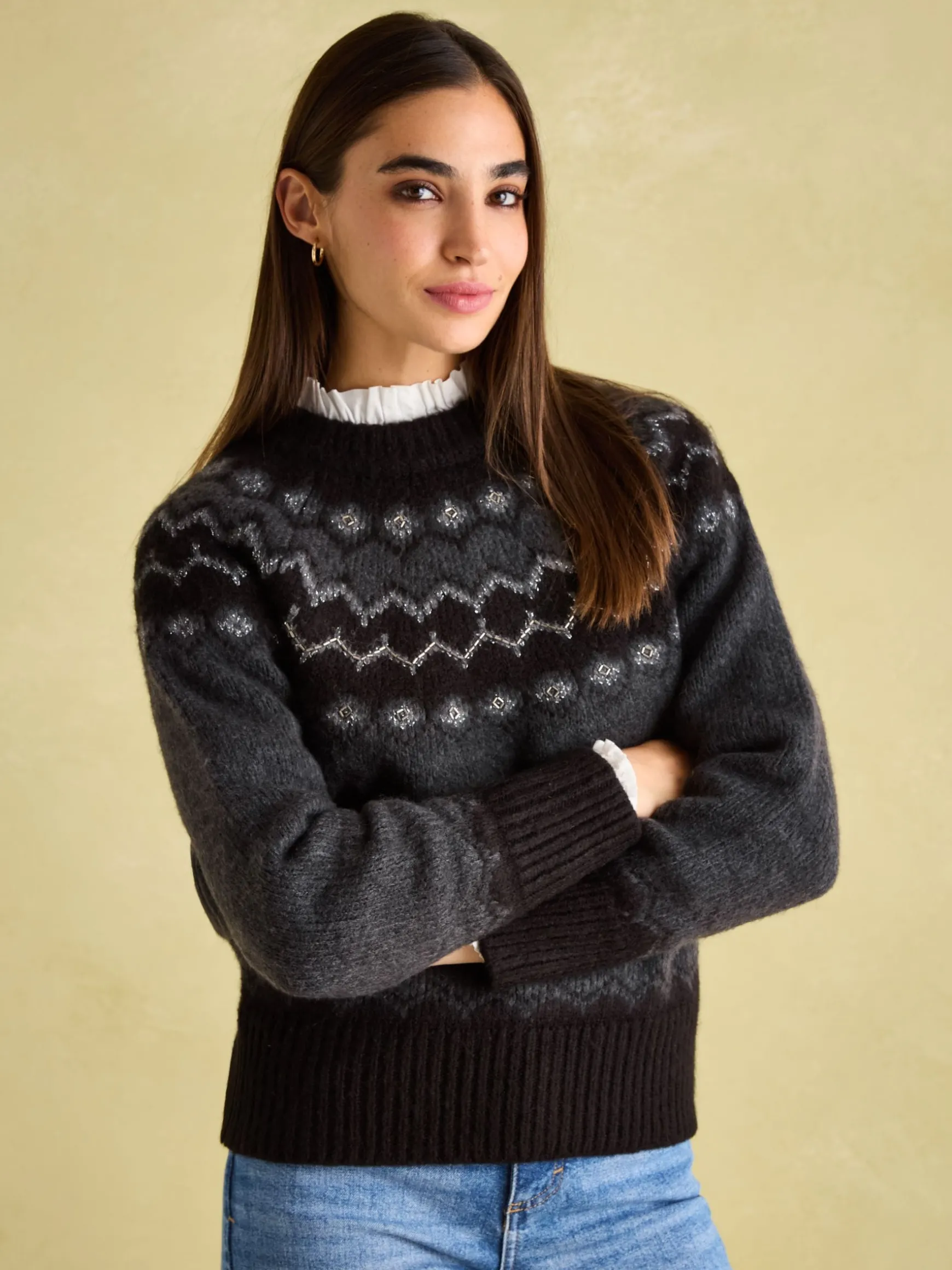 Victoria Charcoal Grey Fair Isle Jumper