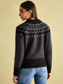 Victoria Charcoal Grey Fair Isle Jumper