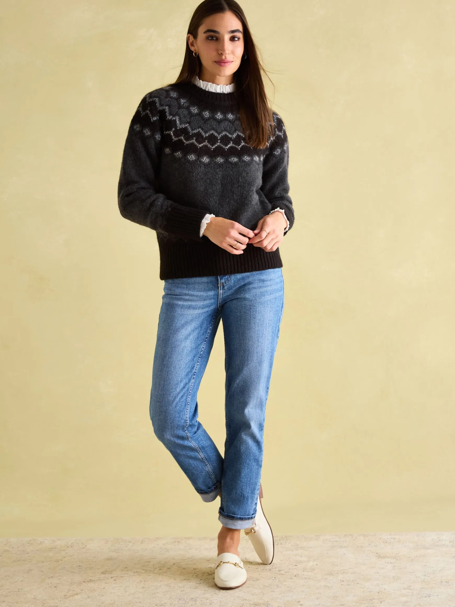 Victoria Charcoal Grey Fair Isle Jumper
