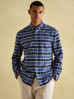 Welford Blue Cotton Check Shirt