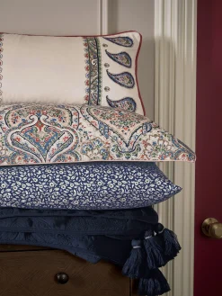 White Paisley 100% Cotton Cushion