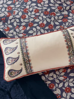 White Paisley 100% Cotton Cushion