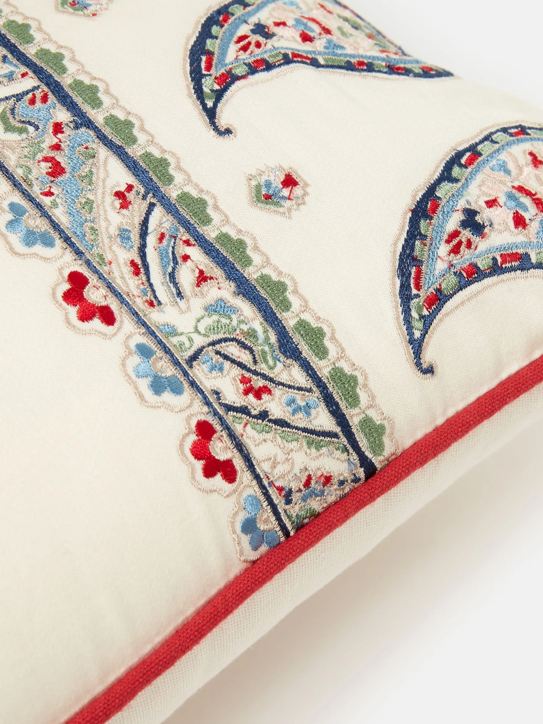 White Paisley 100% Cotton Cushion