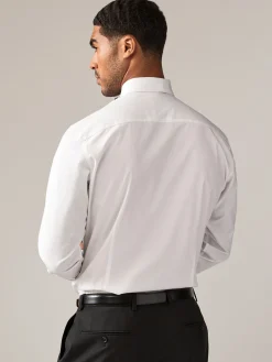 White Pleated Bib Front Dress Shirt