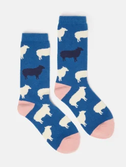 Women's Amble Blue Icon Socks (size 4-8)
