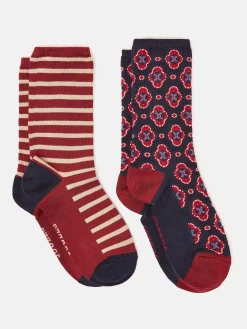 Women's Everyday Navy/Red 2 Pack Socks (size 4-8)