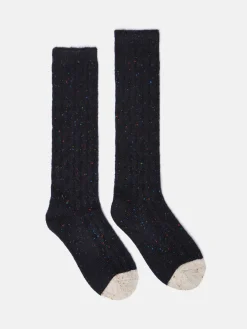 Women's Rambler Navy Cable Knit Boot Socks (size 4-8)