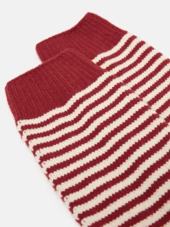 Women's Toasty Burgundy Cosy Striped Socks (size 4-8)