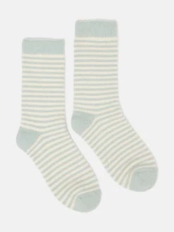 Women's Toasty Mint Green Cosy Striped Socks (size 4-8)