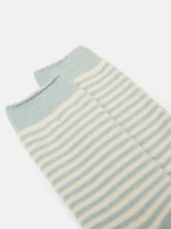 Women's Toasty Mint Green Cosy Striped Socks (size 4-8)