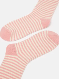 Women's Toasty Pink Cosy Striped Socks (size 4-8)