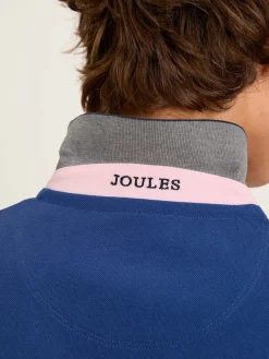 Woody Blue Colour Block Regular Fit Cotton Pique Polo Shirt