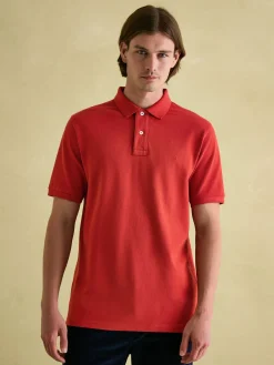Woody Orange Regular Fit Cotton Pique Polo Shirt