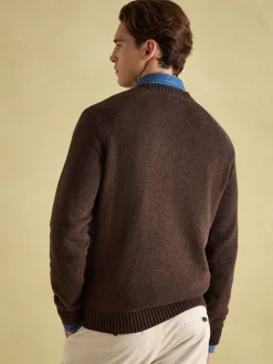 4x4 Brown Intarsia Crew Neck Jumper