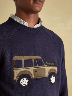 4x4 Navy Applique Crew Neck Jumper
